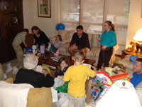 Everyone has birthday gifts to open.