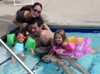 Todd's family relaxes in Rosie's pool!