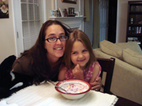 Randi and Corah enjoy a yogurt breakfast at 5am!