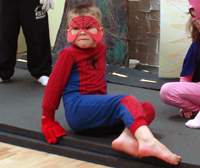 Tommy as Spiderman in "Cats, Dogs and Super Speeders." 
