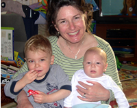 Mommy and the boys on 11 April 2005
