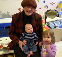 NIcholas shows off his jeans outfit to Kayla and Granny.
